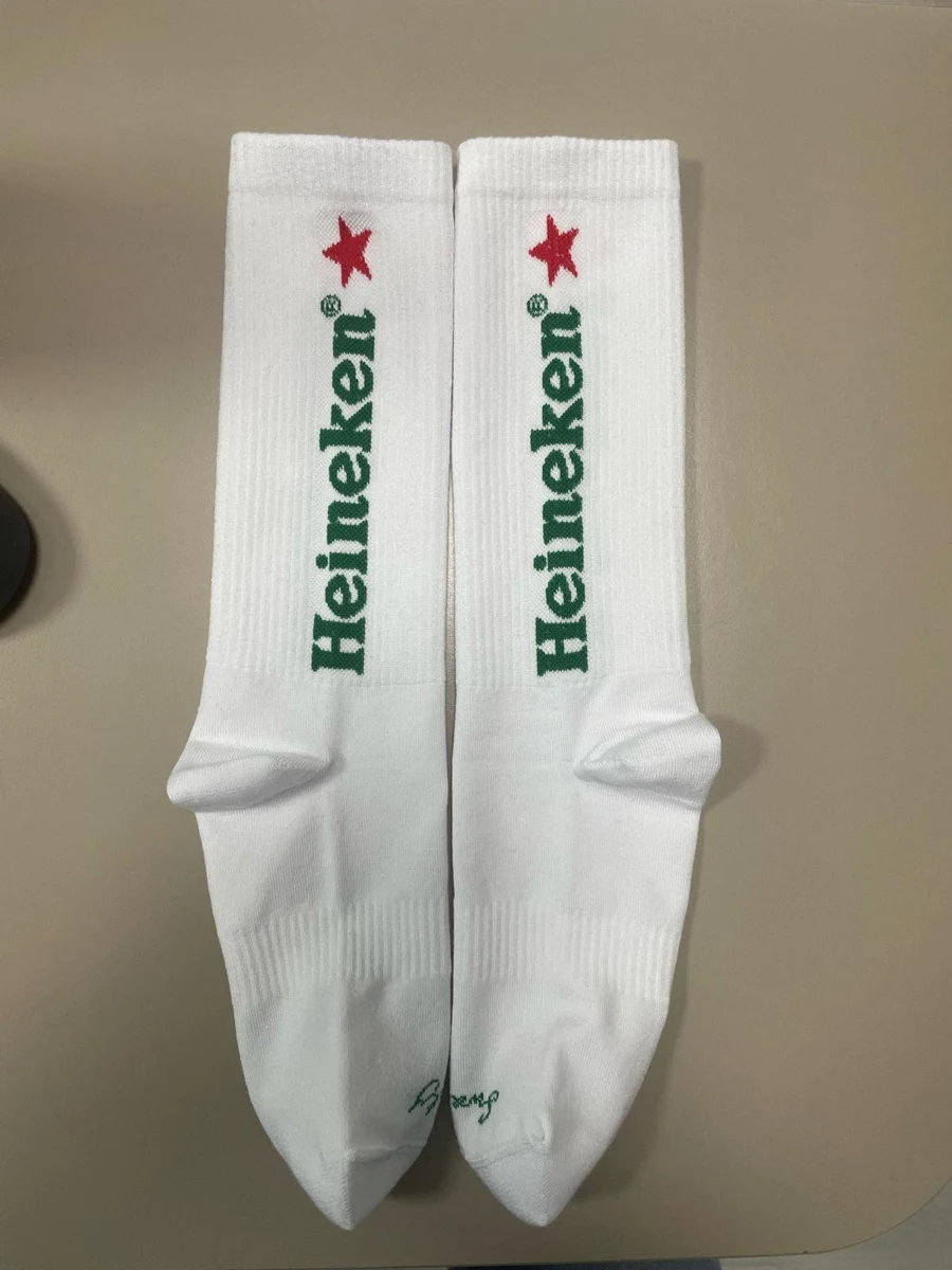 Heineken branded knitted socks — original SocksPrime production sample photograph